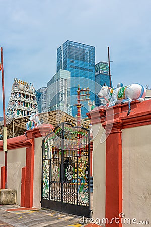 Singapore - June 10, 2018: The Sri Mariamman Temple in Chinatown Editorial Stock Photo